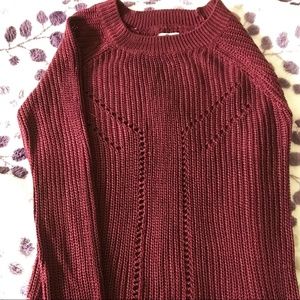 Burgundy Cable-Knit Sweater